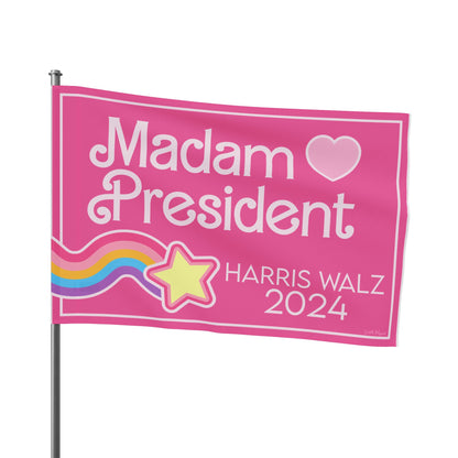 Madam President Kamala Harris and Tim Too! Flag - Stylish & Bold in Pink