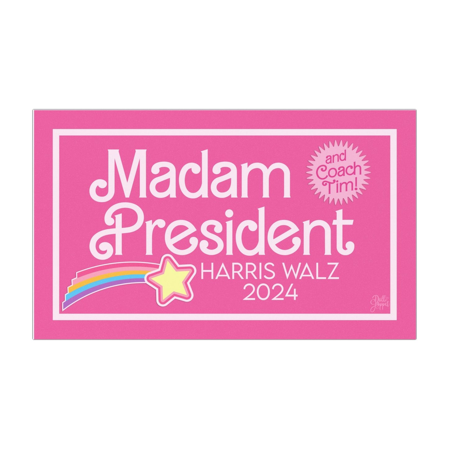 Madam President Kamala Harris and Coach Tim Car Magnet - Stylish & Pink