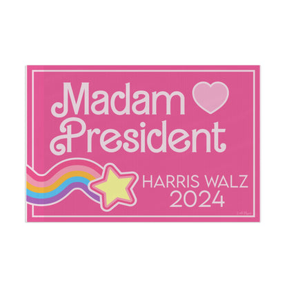 Madam President Kamala Harris and Tim Too! Flag - Stylish & Bold in Pink