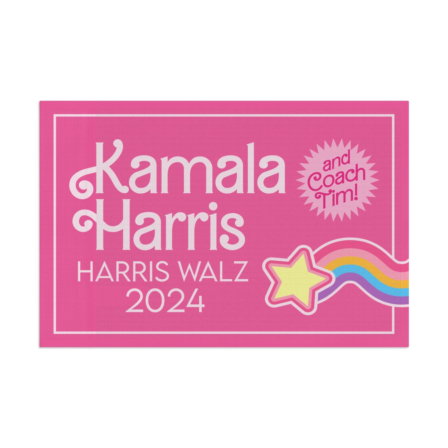 Kamala Harris and Coach Tim! Flag - Stylish & Bold in Pink