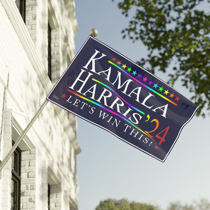 Kamala Harris 2024 "Lets Win This!" Rainbow flag in 3 sizes!