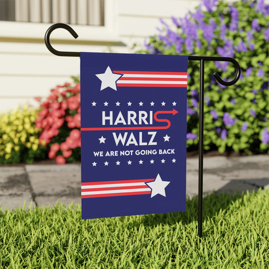 Blue "Harris Walz" Garden Flag - Double-Sided, Comet & Stars Design - Two Sizes Available