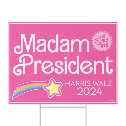 Madam President Kamala Harris Yard Sign - Stylish In Pink V1