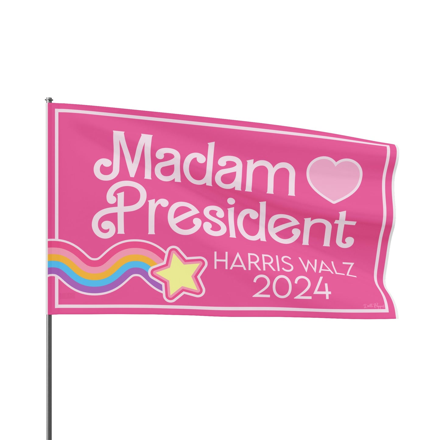 Madam President Kamala Harris and Tim Too! Flag - Stylish & Bold in Pink