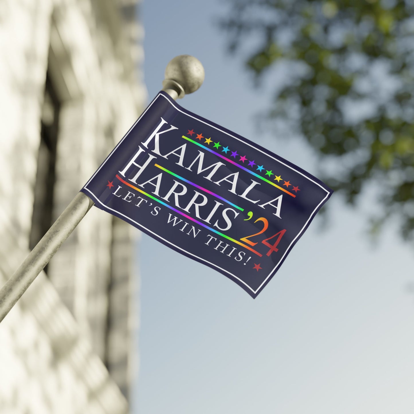 Kamala Harris 2024 "Lets Win This!" Rainbow flag in 3 sizes!