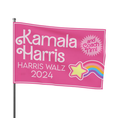 Kamala Harris and Coach Tim! Flag - Stylish & Bold in Pink