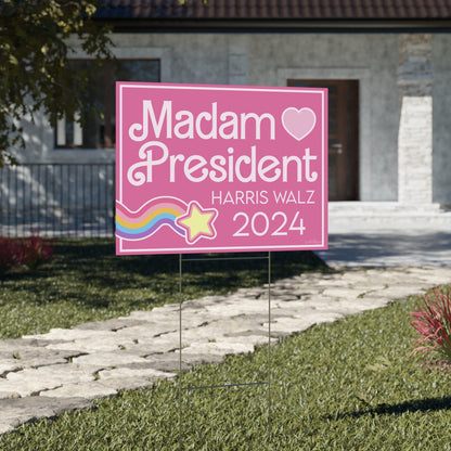 Madam President Kamala Harris Yard Sign - Stylish & Pink V2