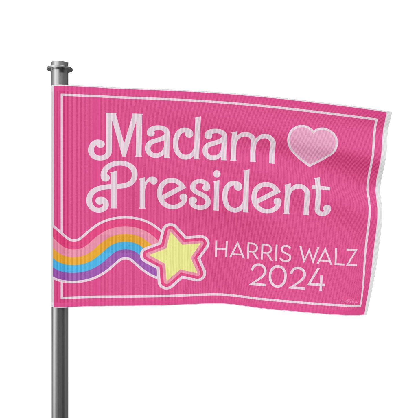 Madam President Kamala Harris and Tim Too! Flag - Stylish & Bold in Pink