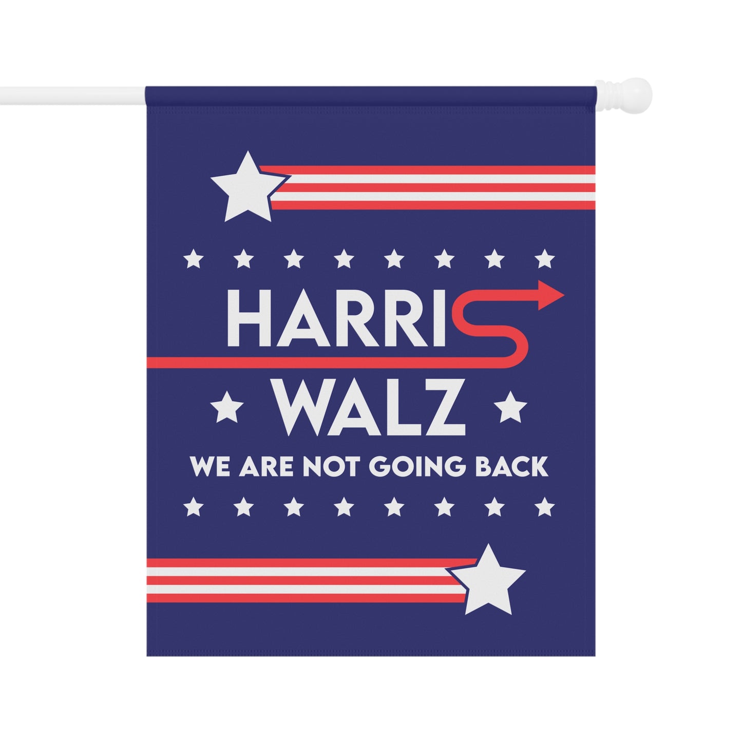 Blue "Harris Walz" Garden Flag - Double-Sided, Comet & Stars Design - Two Sizes Available