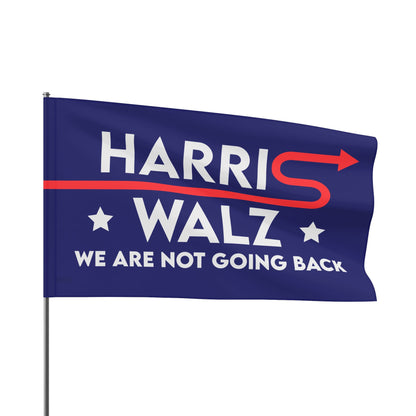 Blue Kamala Harris 2024 Flag - "Harris Walz We Are Not Going Back!" - Red Arrow Forward Design