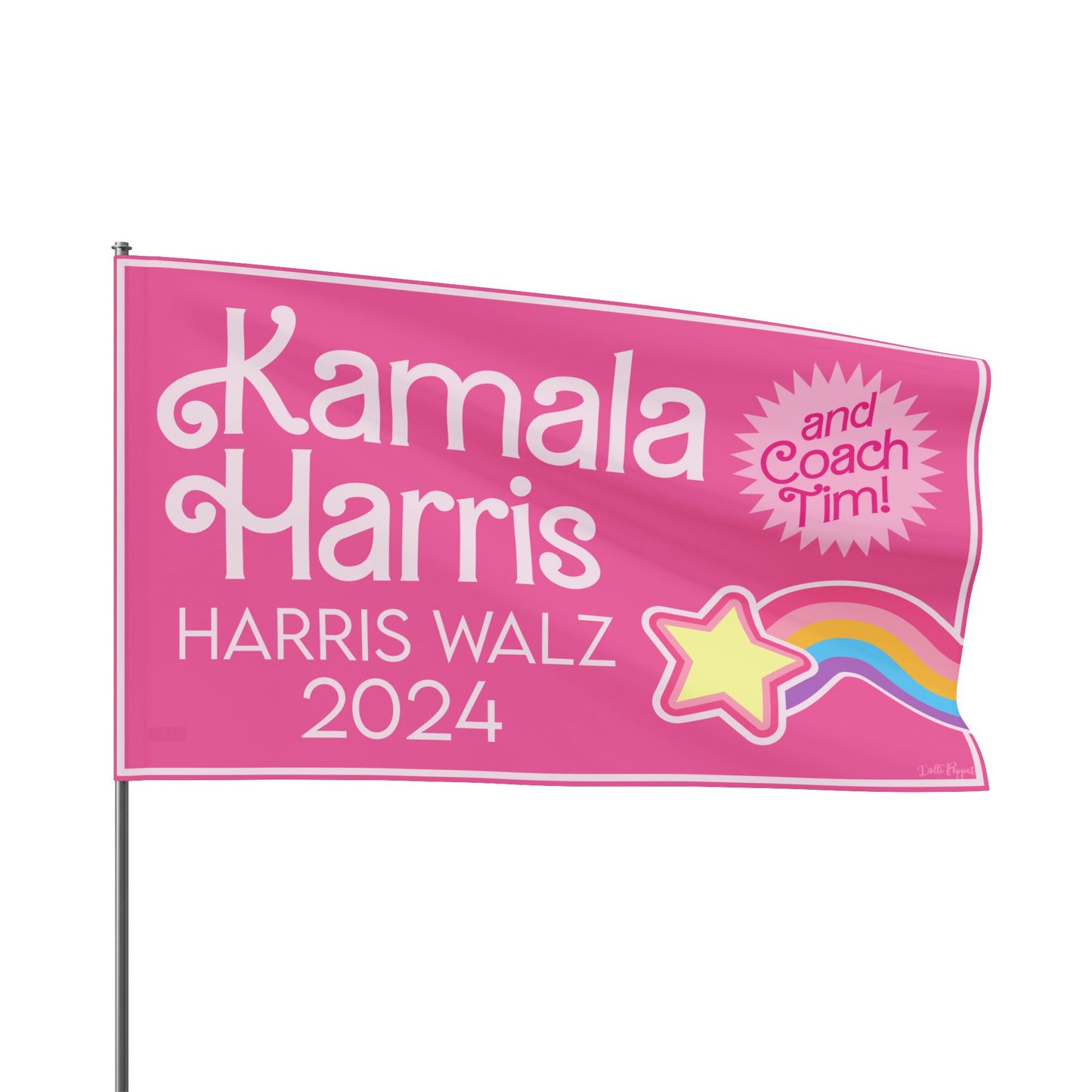 Kamala Harris and Coach Tim! Flag - Stylish & Bold in Pink