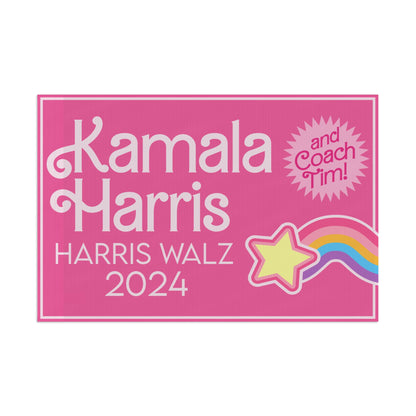 Kamala Harris and Coach Tim! Flag - Stylish & Bold in Pink