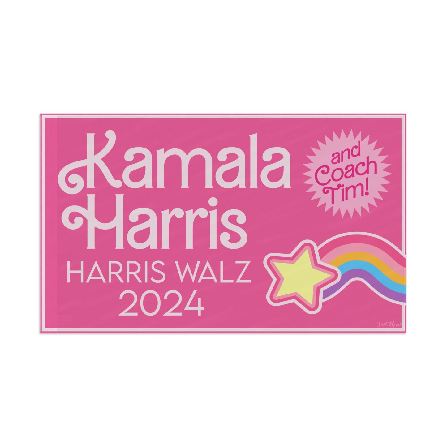 Kamala Harris and Coach Tim! Flag - Stylish & Bold in Pink