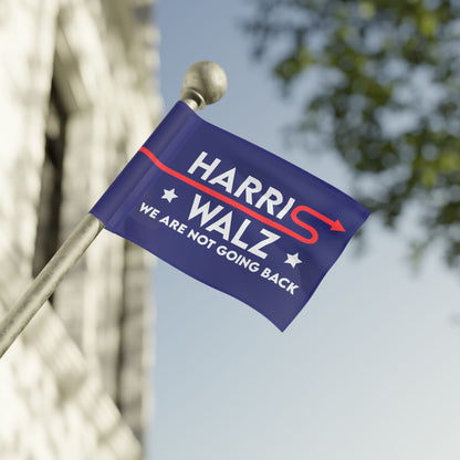 Blue Kamala Harris 2024 Flag - "Harris Walz We Are Not Going Back!" - Red Arrow Forward Design