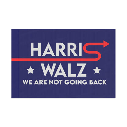 Blue Kamala Harris 2024 Flag - "Harris Walz We Are Not Going Back!" - Red Arrow Forward Design