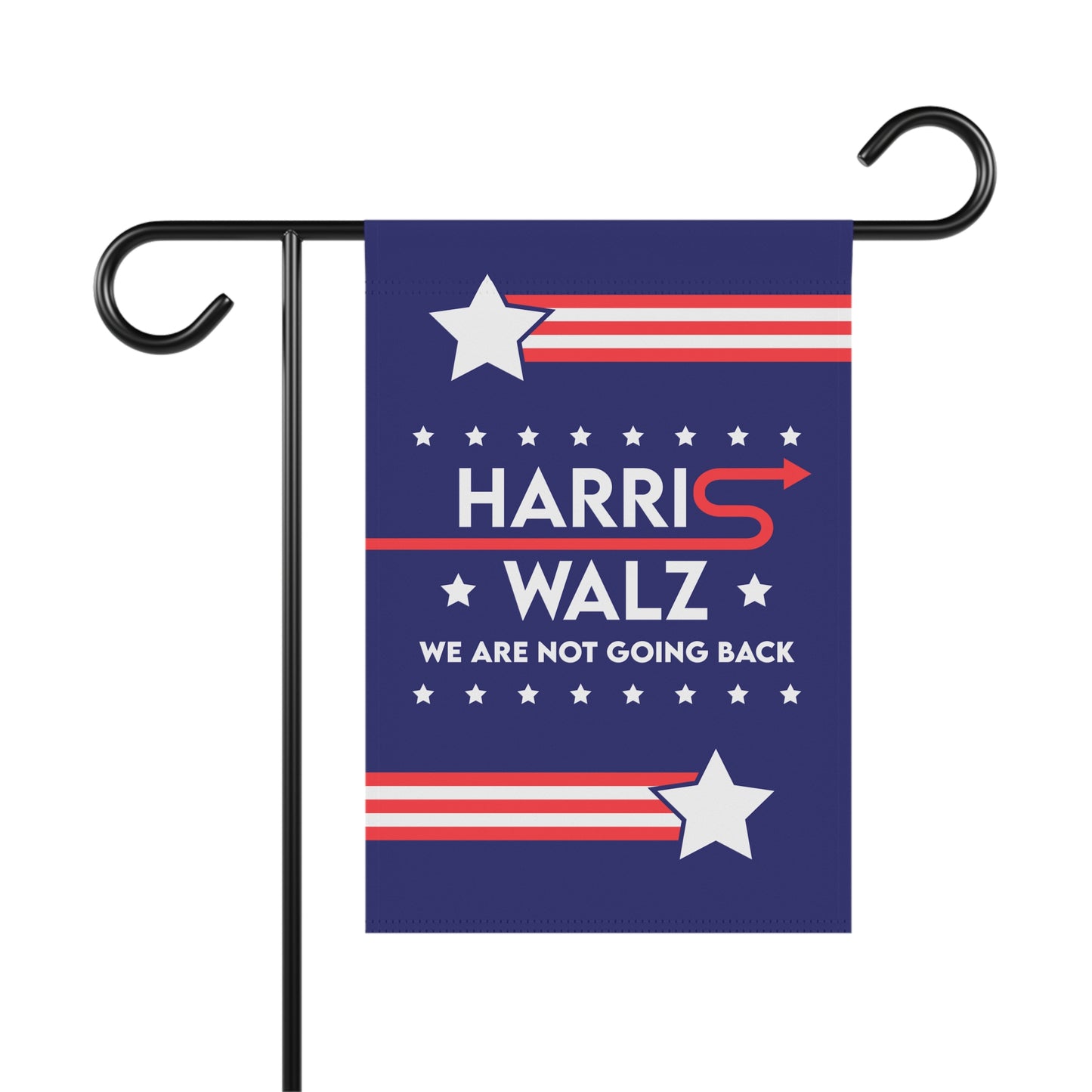 Blue "Harris Walz" Garden Flag - Double-Sided, Comet & Stars Design - Two Sizes Available